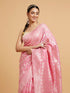 Mohey Barbie Pink Ogee Patterned Saree with Bel Patterned Borders