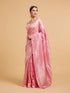 Mohey Barbie Pink Ogee Patterned Saree with Bel Patterned Borders