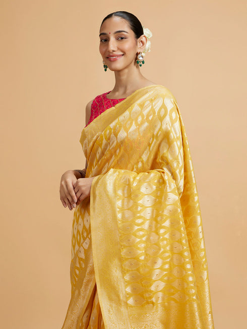 Mohey Golden Yellow Elegance Saree
