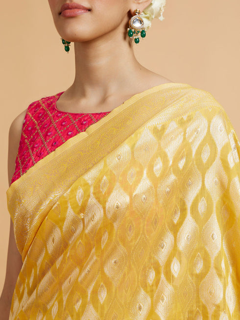 Mohey Golden Yellow Elegance Saree