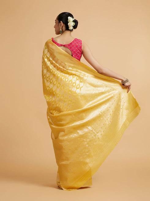 Mohey Golden Yellow Elegance Saree