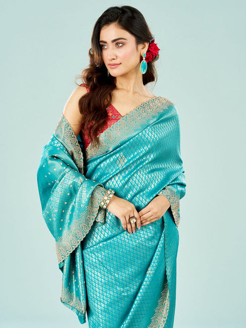 Mohey Regal Rama Green Saree