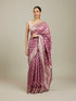 Mohey Damson Purple Jaal Patterned Saree with Intricate Borders
