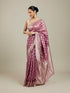 Mohey Damson Purple Jaal Patterned Saree with Intricate Borders