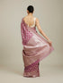 Mohey Damson Purple Jaal Patterned Saree with Intricate Borders