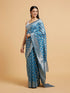 Mohey Maya Blue Jaal Patterned Saree with Intricate Borders