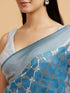 Mohey Maya Blue Jaal Patterned Saree with Intricate Borders