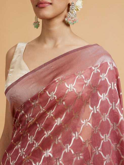 Mohey Dusty Pink Elegance Saree