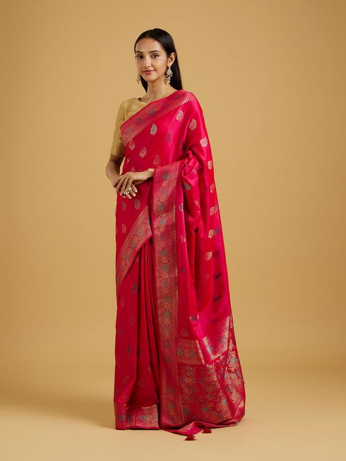 Mohey Elegant Rani Silk Saree