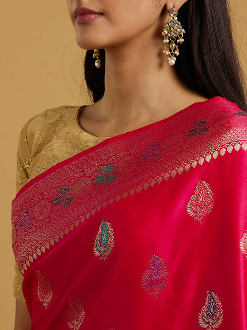 Mohey Elegant Rani Silk Saree