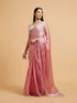Mohey Rose Pink Sequin Embellished Saree with Rhinestone Border