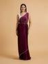 Mohey Wine Red Sequin Embellished Saree with Rhinestone Border