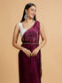 Mohey Wine Red Sequin Embellished Saree with Rhinestone Border
