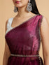 Mohey Wine Red Sequin Embellished Saree with Rhinestone Border