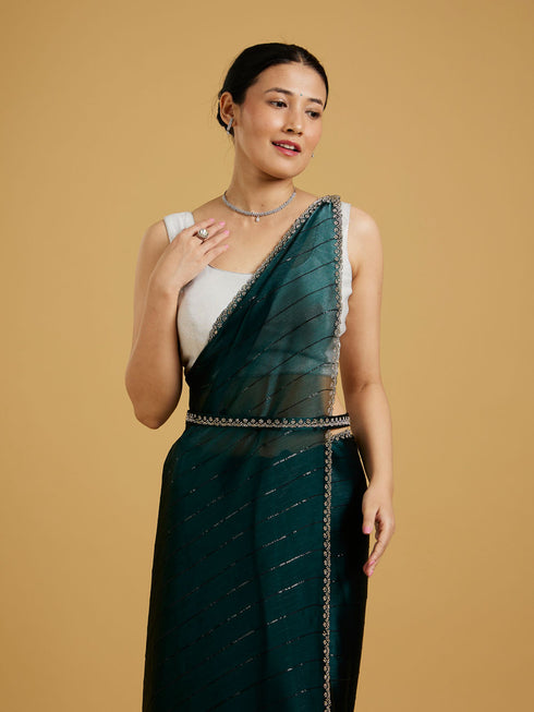 Mohey Timeless Tranquility Green Saree