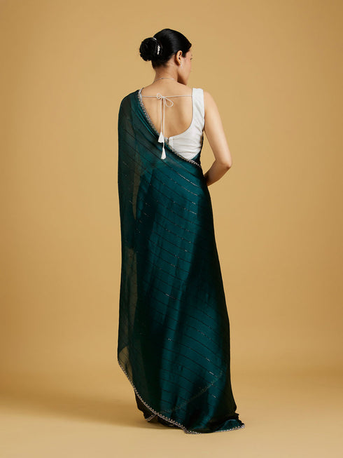 Mohey Timeless Tranquility Green Saree