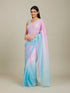 Mohey Enchanting Blue-Pink Organza Saree