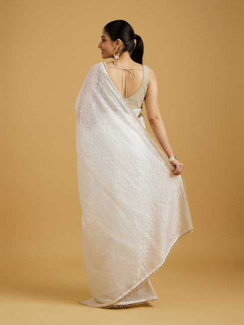 Mohey Ethereal Cream Organza Saree