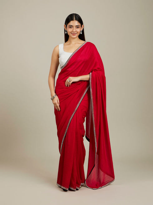Mohey Red Radiance Silk Saree