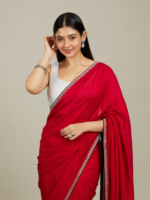 Mohey Red Radiance Silk Saree