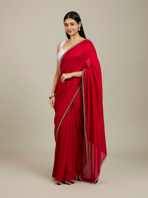 Mohey Red Radiance Silk Saree