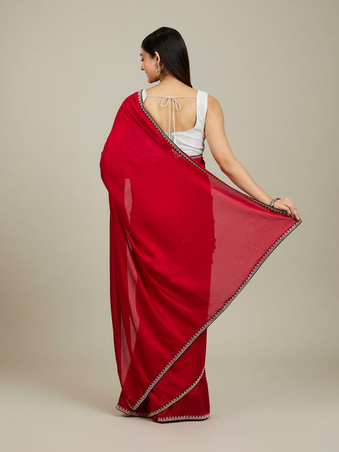 Mohey Red Radiance Silk Saree