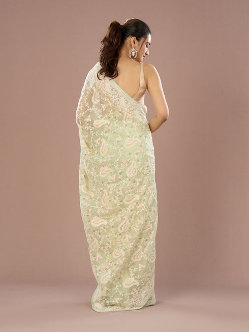 Mohey Enchanting Pista Green Saree