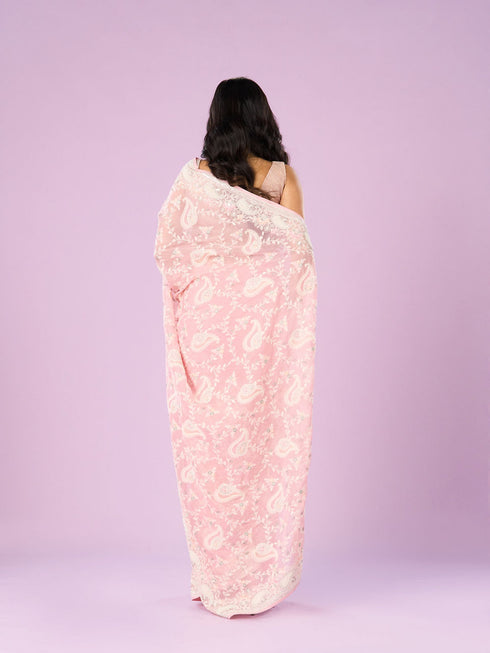 Mohey Enchanting Pink Organza Saree