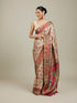 Mohey Cream White Floral Jaal Patterned Saree with Paisley Motifs