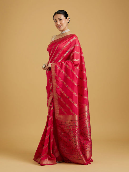Mohey Ravishing Rani Colored Saree