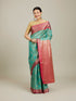 Mohey Turquoise Blue Grid Patterned Saree with Buta Motifs
