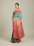 Mohey Turquoise Blue Grid Patterned Saree with Buta Motifs