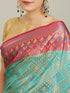 Mohey Turquoise Blue Grid Patterned Saree with Buta Motifs