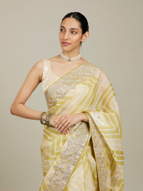 Mohey Emerald Elegance Organza Saree