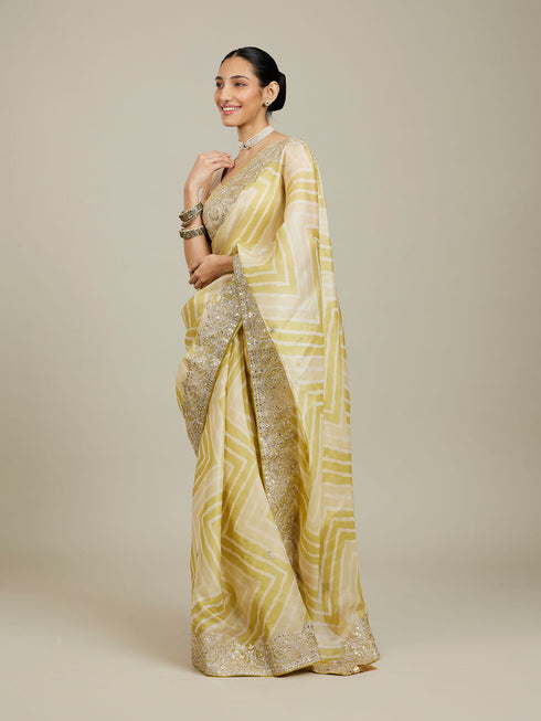 Mohey Emerald Elegance Organza Saree