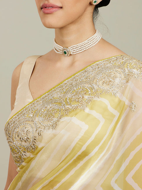 Mohey Emerald Elegance Organza Saree