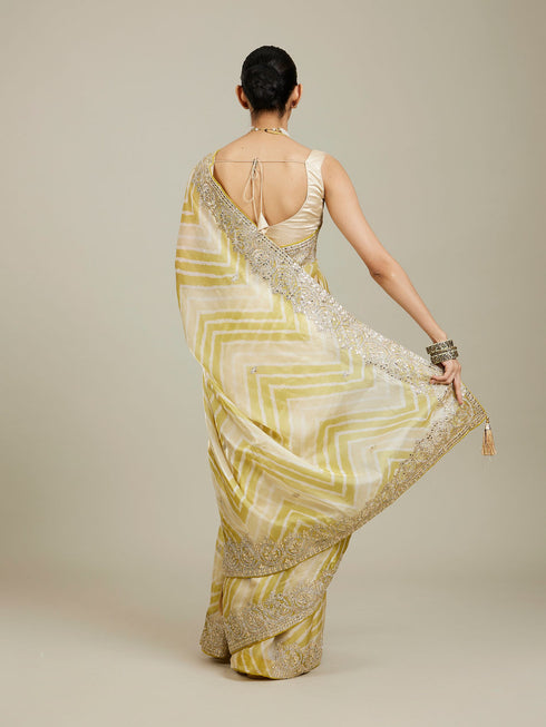 Mohey Emerald Elegance Organza Saree