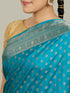 Mohey Teal Blue Buta Patterned Saree with Intricate Borders