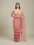 Mohey Coral Pink Diagonal Striped Saree with Cutdana And Sequin Work