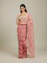 Mohey Coral Pink Diagonal Striped Saree with Cutdana And Sequin Work