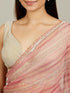 Mohey Coral Pink Diagonal Striped Saree with Cutdana And Sequin Work