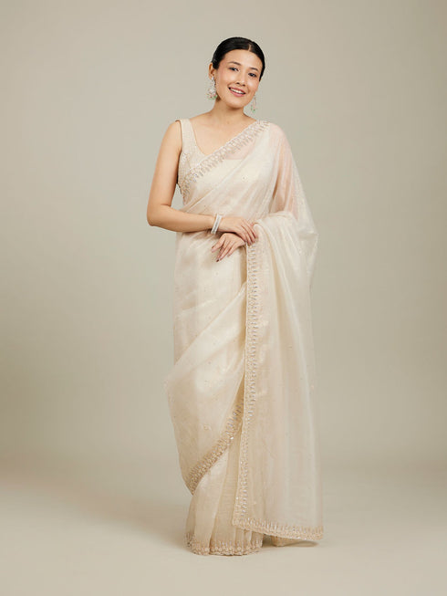 Mohey Creamy Elegance Chiffon Saree