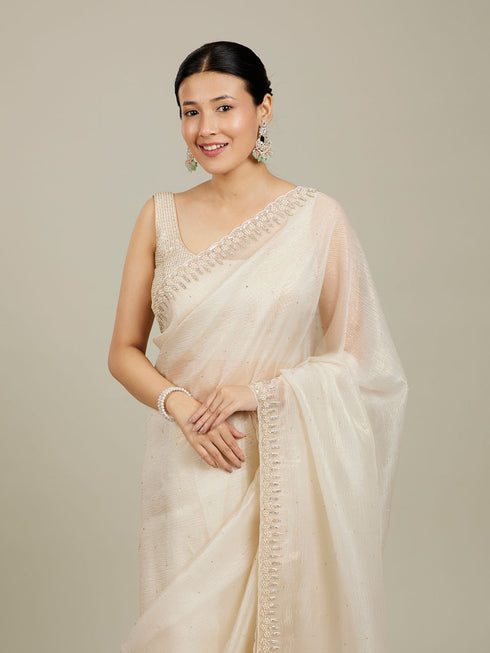 Mohey Creamy Elegance Chiffon Saree