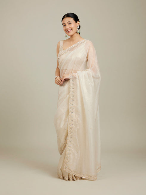 Mohey Creamy Elegance Chiffon Saree