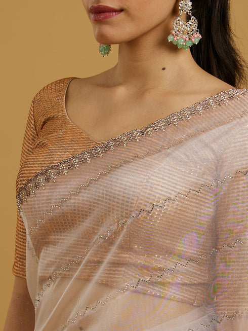 Mohey Ethereal White Elegance Saree