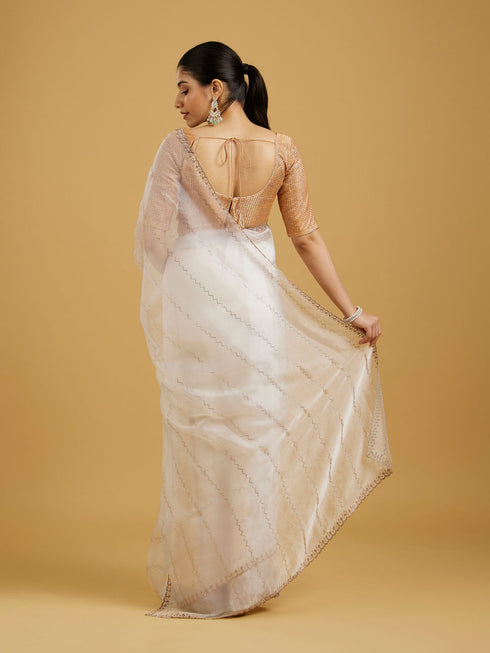 Mohey Ethereal White Elegance Saree