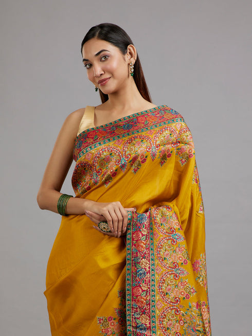 Mohey Sun-Infused Mustard Yellow Saree