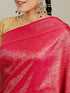 Mohey Rani Pink Floral Jaal Patterned Saree with Bel Buti Borders