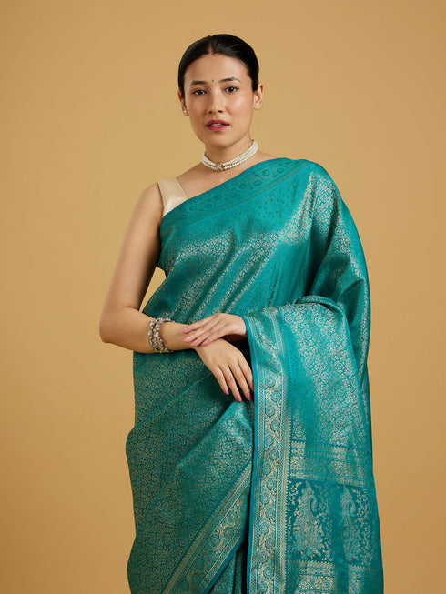 Mohey Majestic Rama Green Elegance Saree
