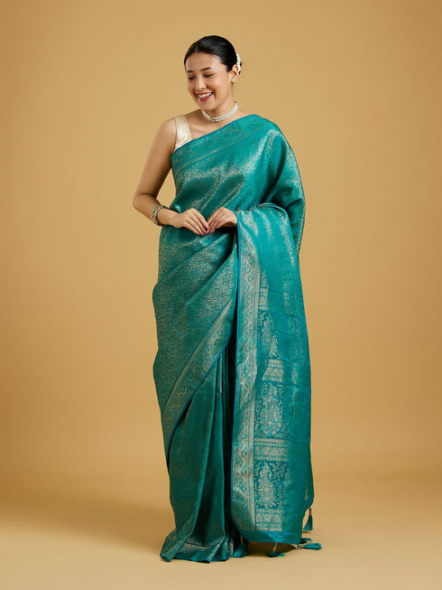 Mohey Majestic Rama Green Elegance Saree